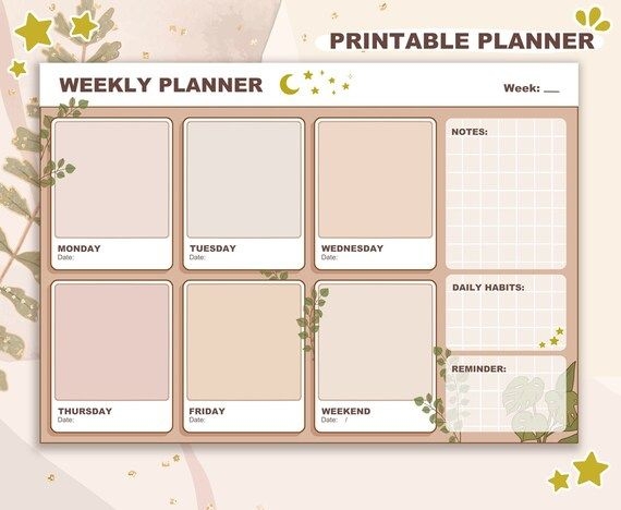 Printable Weekly Planner Aesthetic Weekly Planner Printable 53 OFF