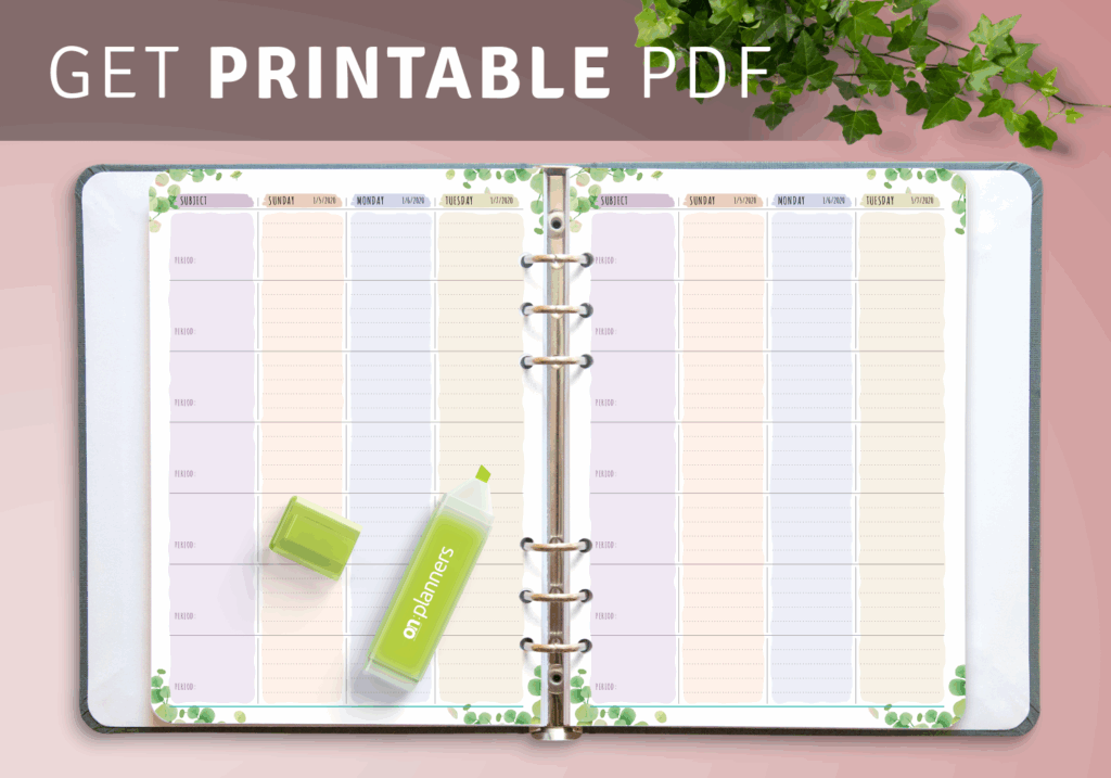 Printable Weekly Planner For Teacher Weekly Planner Template Lesson Riset