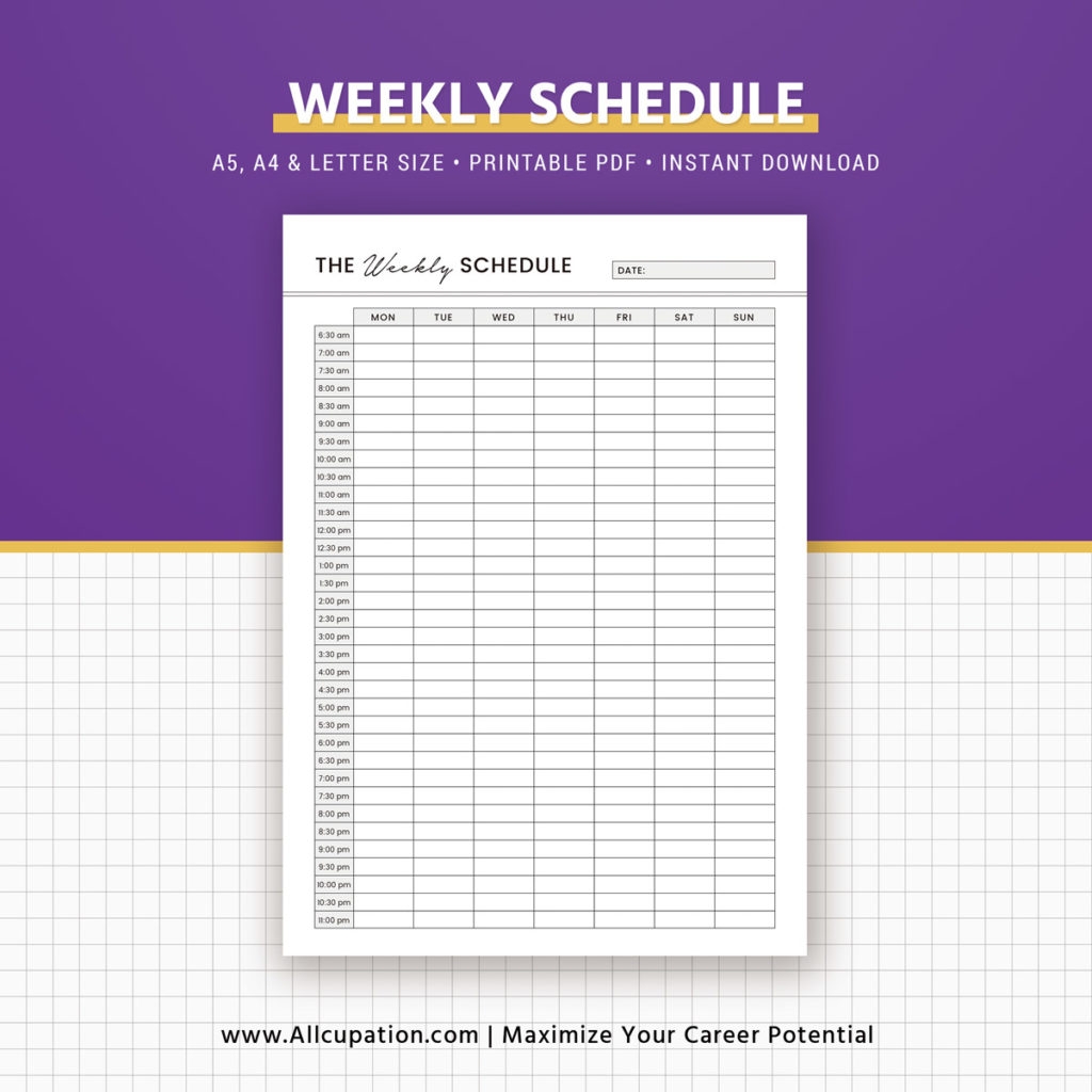 Printable Weekly Planner Weekly Schedule Weekly Organizer A5 A4 