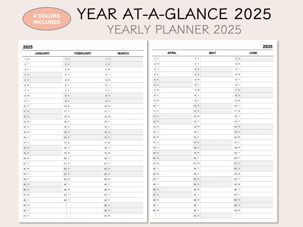 Printable Yearly Calendar 2025 Annual Planner Template Eroppa