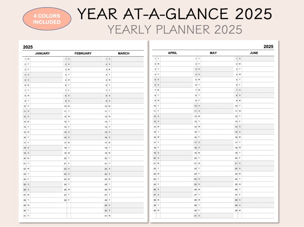 Printable Yearly Calendar 2025 Annual Planner Template Eroppa
