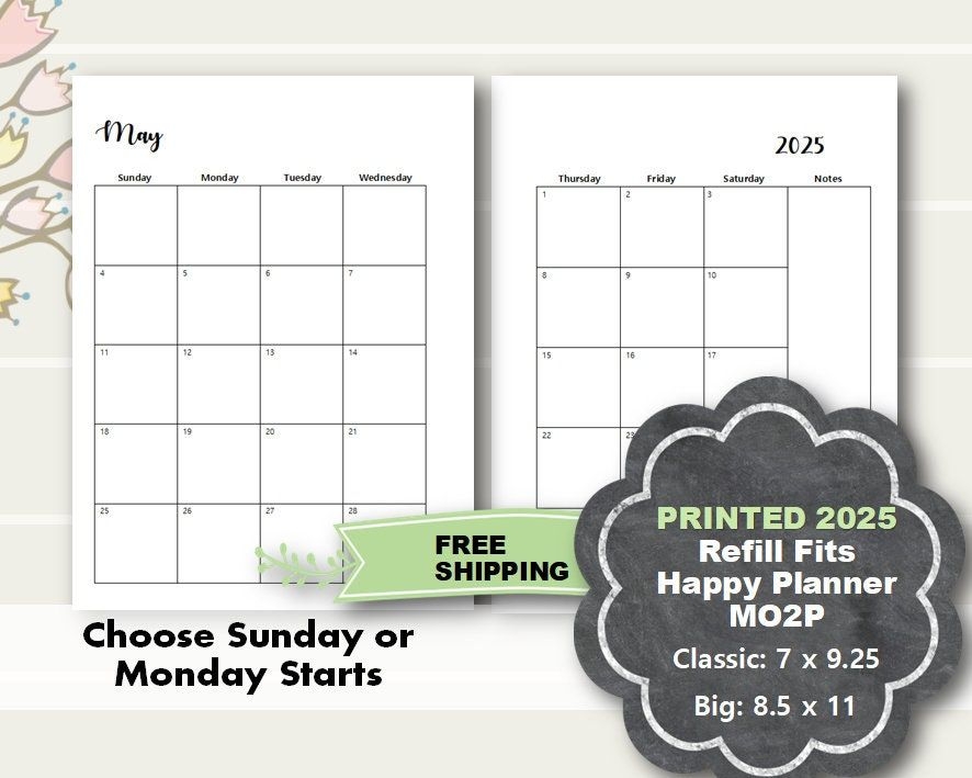 PRINTED 2025 Fits Happy Planner Classic Fits Happy Planner Big Happy 