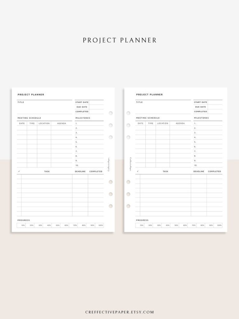 Project Management Template B6 Planner Inserts Printable Etsy 