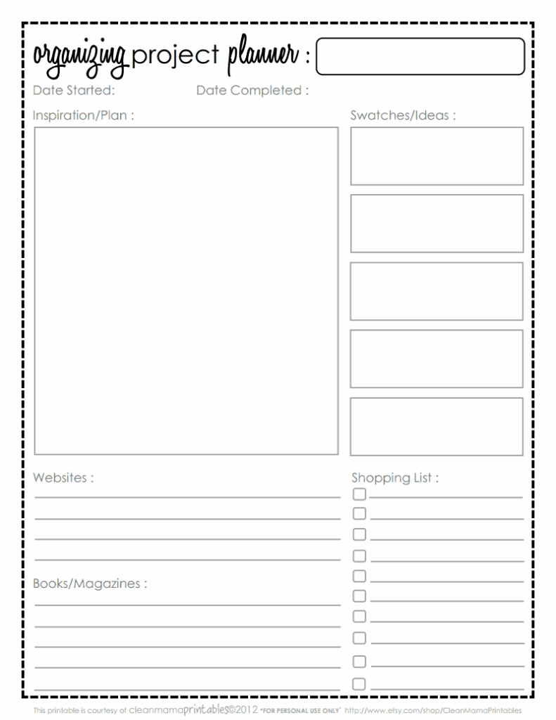 Project Planner Printable Teensbery
