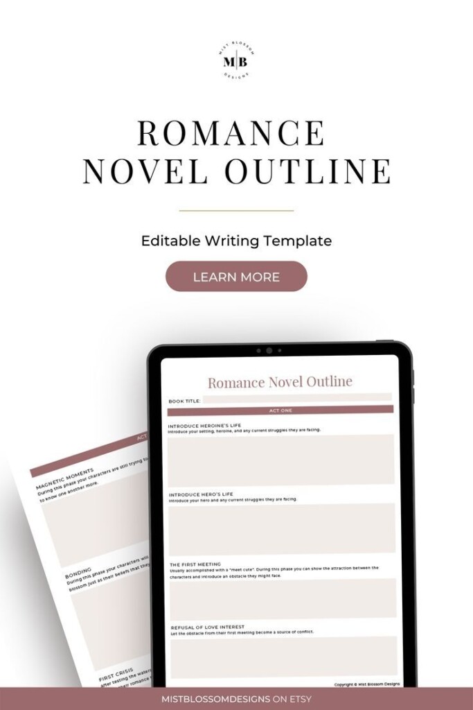 Romance Novel Outline Romance Plot Template Novel Template Novel 