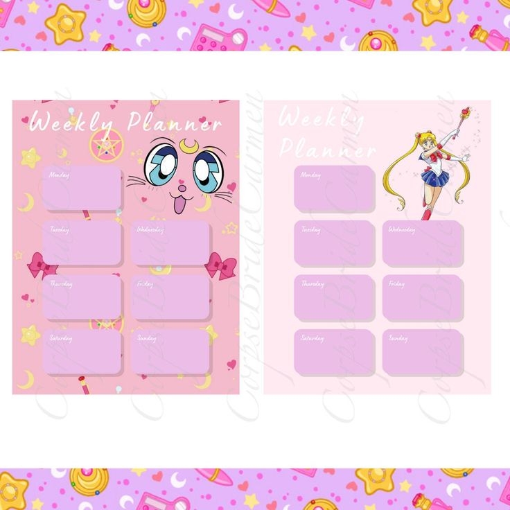 Sailor Moon Planner Anime Planner Anime Planner Printable Anime