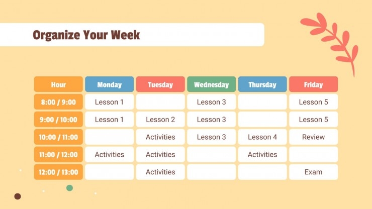Second Grade Weekly Planner Google Slides PPT Template