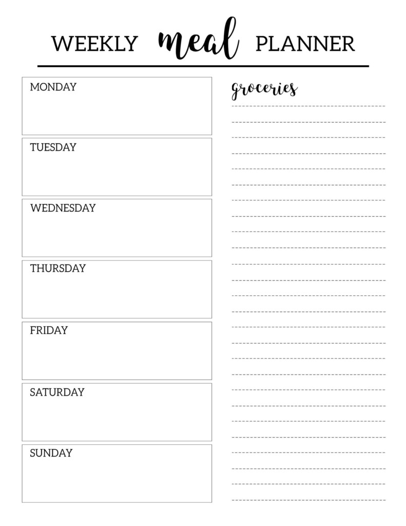 Shopping Meal Planner Free Printable Rolfsilver
