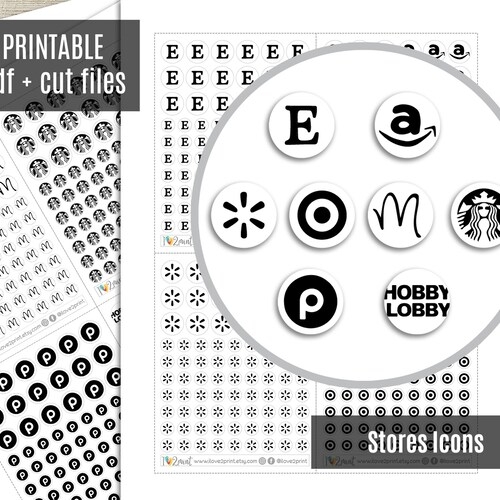Stores Set Icons Planner Stickers Small Micro Icons Printable Etsy