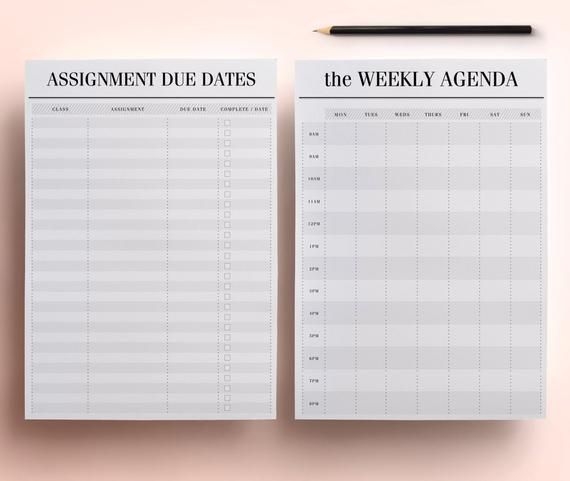 Student Planner Printable College Planner Printable Etsy Student 