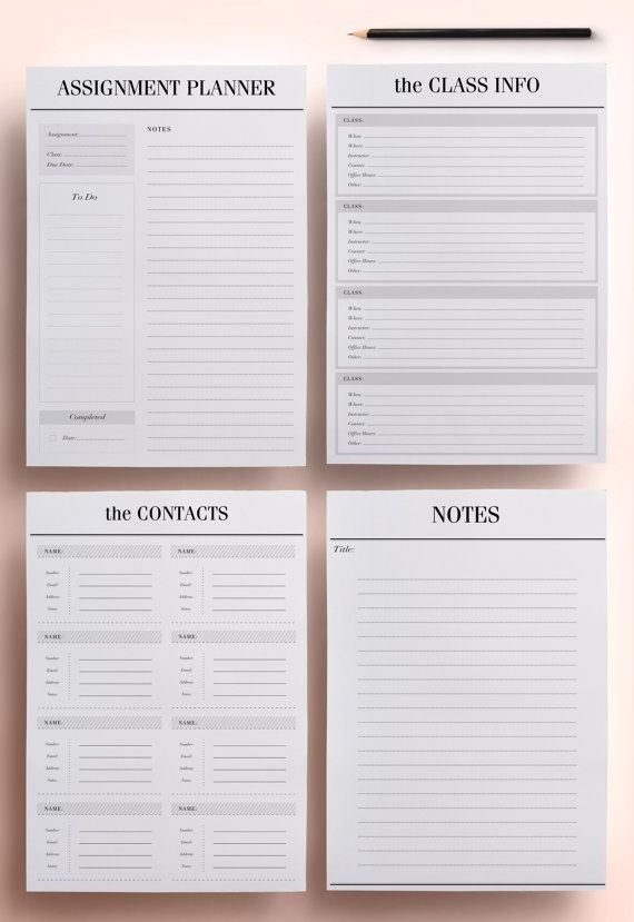 Student Planner Printable College Planner Printable University And 