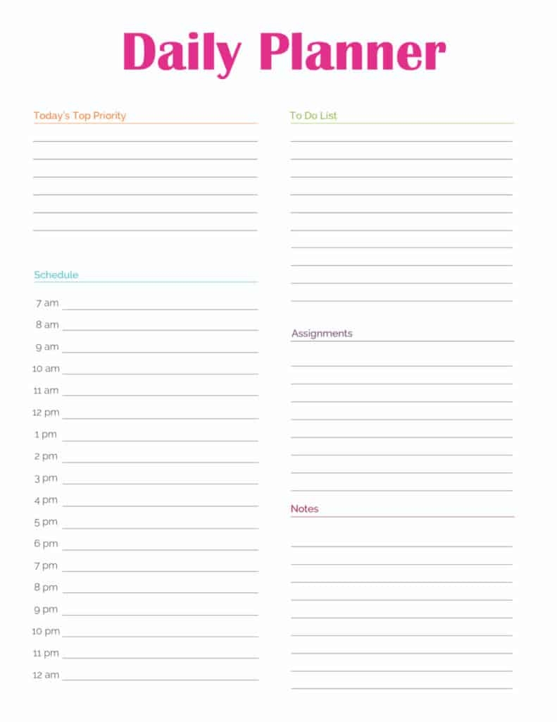 Student Weekly Planner Printable Pdf Ambassade mauritanie rabat