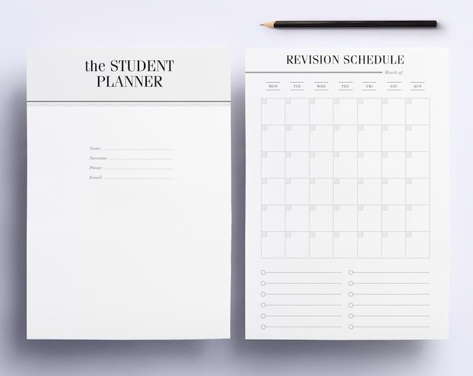 Study Planner Printable College Digital Planner School Assingment 