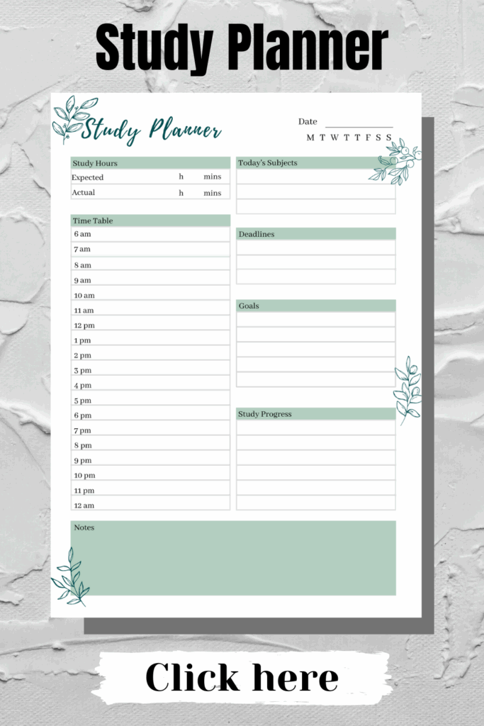 Study Planner Printables