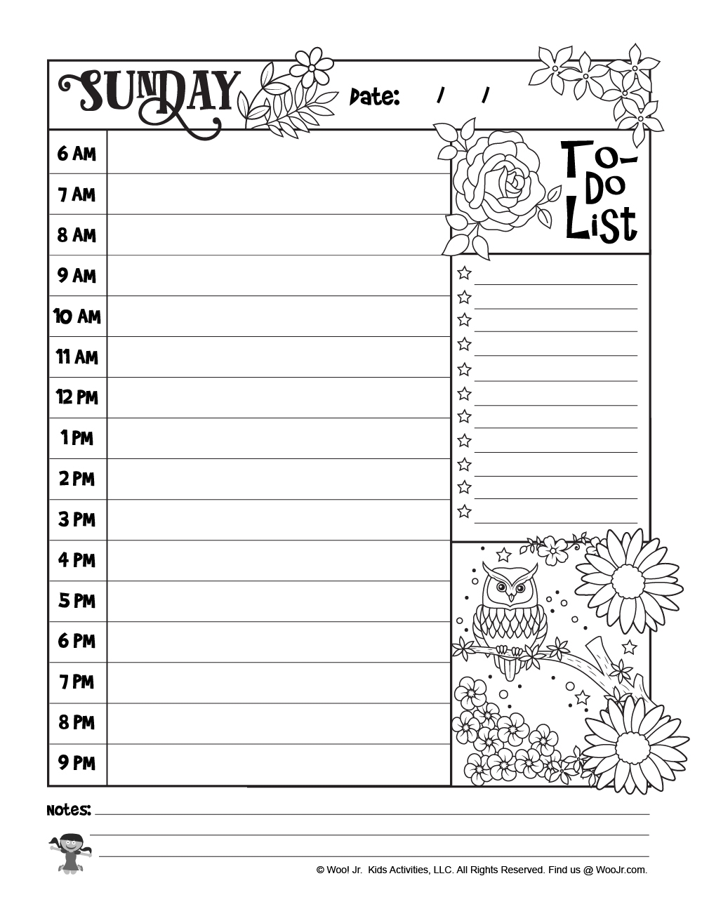 Sunday Printable Daily Planner Page Woo Jr Kids Activities