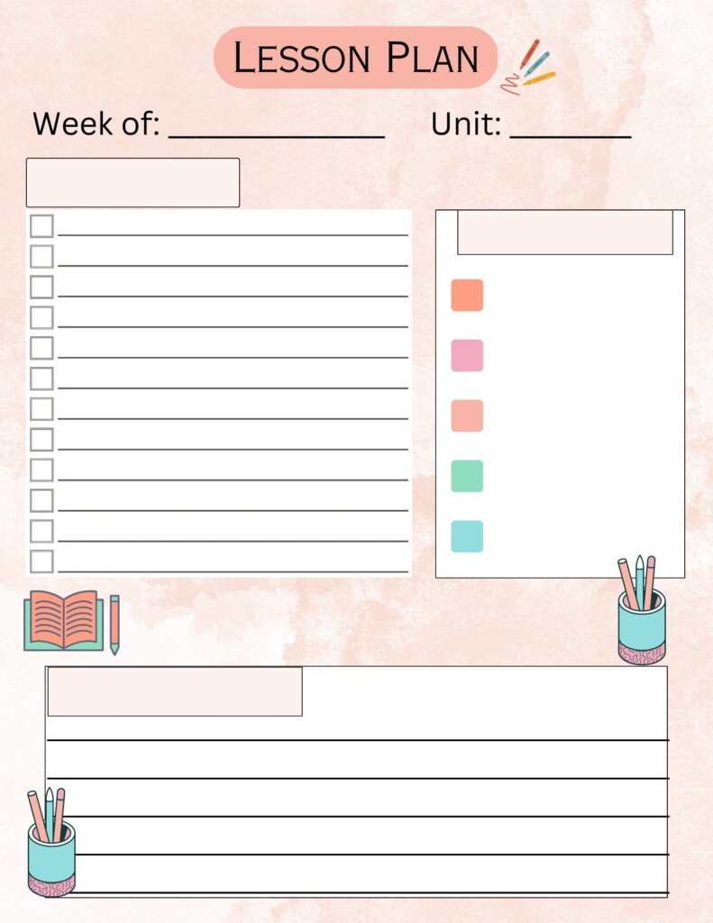 Teacher Printable Planner Lesson Planner Pages Printable Etsy