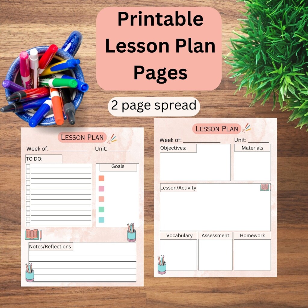 Teacher Printable Planner Lesson Planner Pages Printable Lesson Plan 