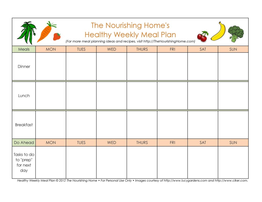 Template Printable Weekly Meal Planner Printable Templates