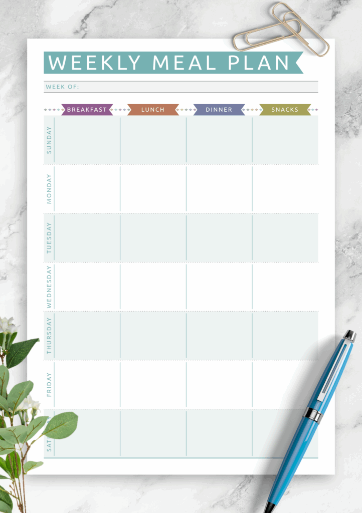 Template Printable Weekly Meal Planner Printable Templates