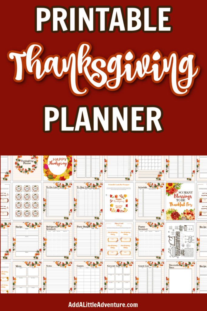 Thanksgiving Planner Printable Add A Little Adventure