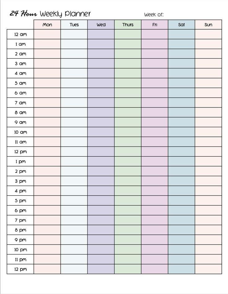 These Free Printable 24 Hour Weekly Planner Pages Are Perfect For
