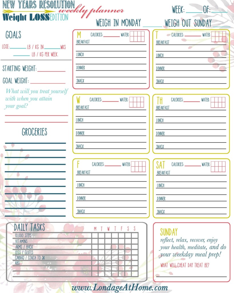Top Free Printable Weight Loss Planner Aubrey Blog