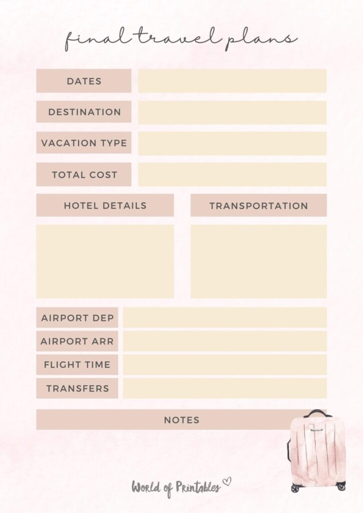 Travel Planner Free Printable Tips To Help You Plan World Of Printables