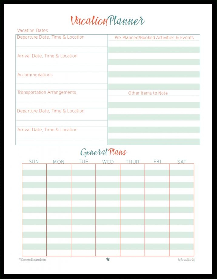 Travel Planner Printable
