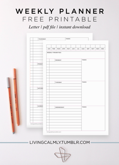 Tumblr Weekly Planner Printable Weekly Planner Printable