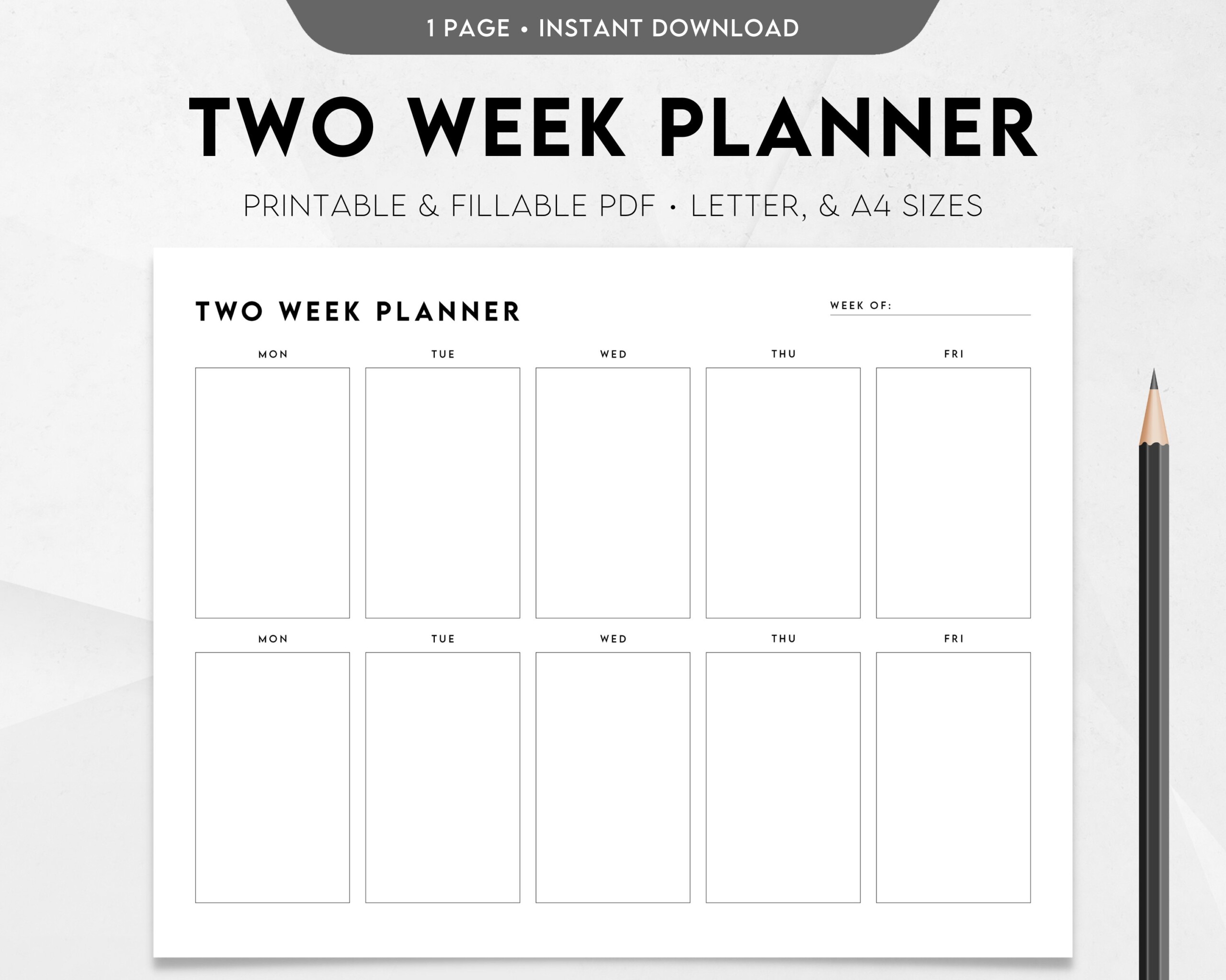 Two Week Planner Printable Weekly Calendar Weekly Schedule Template