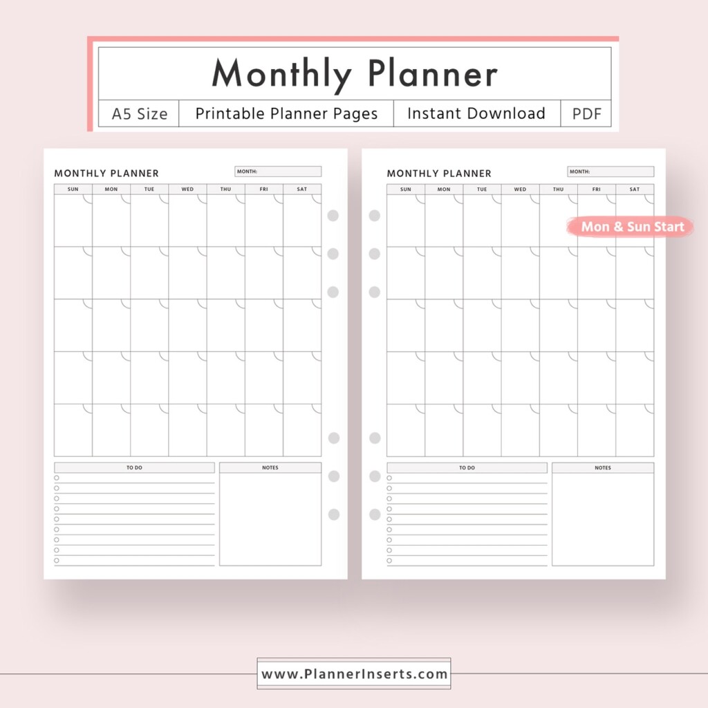 Undated Monthly Planner For Unlimited Instant Download Digital 
