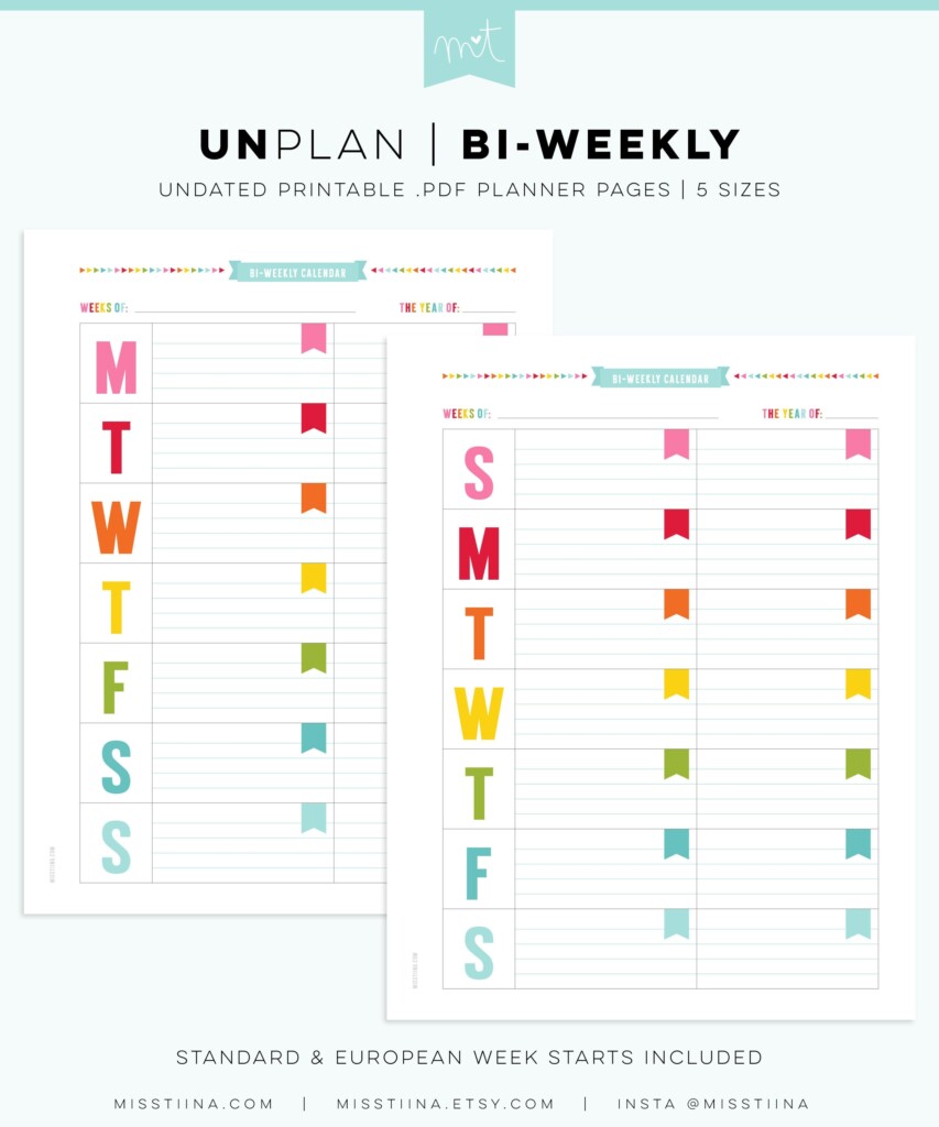 Unplan Bi weekly Undated Everyday Planner Page Printables PDF 5 