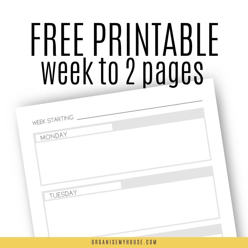 Useful 2 Page Per Week Planner Printable A4 And Letter