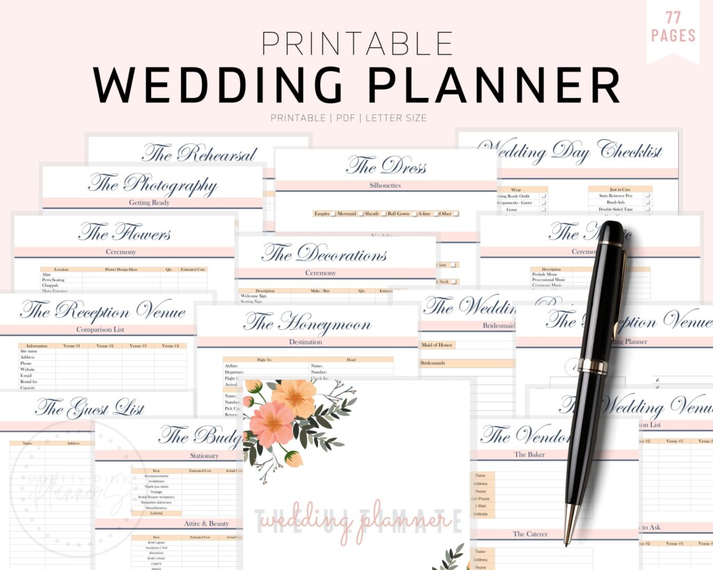 Wedding Planner Printable Printable Wedding Planner Kit Etsy 