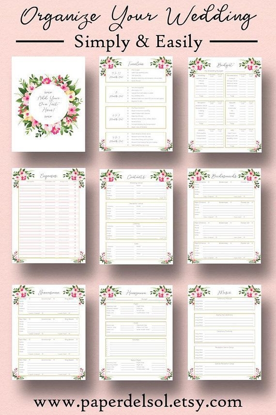 Wedding Planner Template Free Download Wedding Planner Printable Edit 