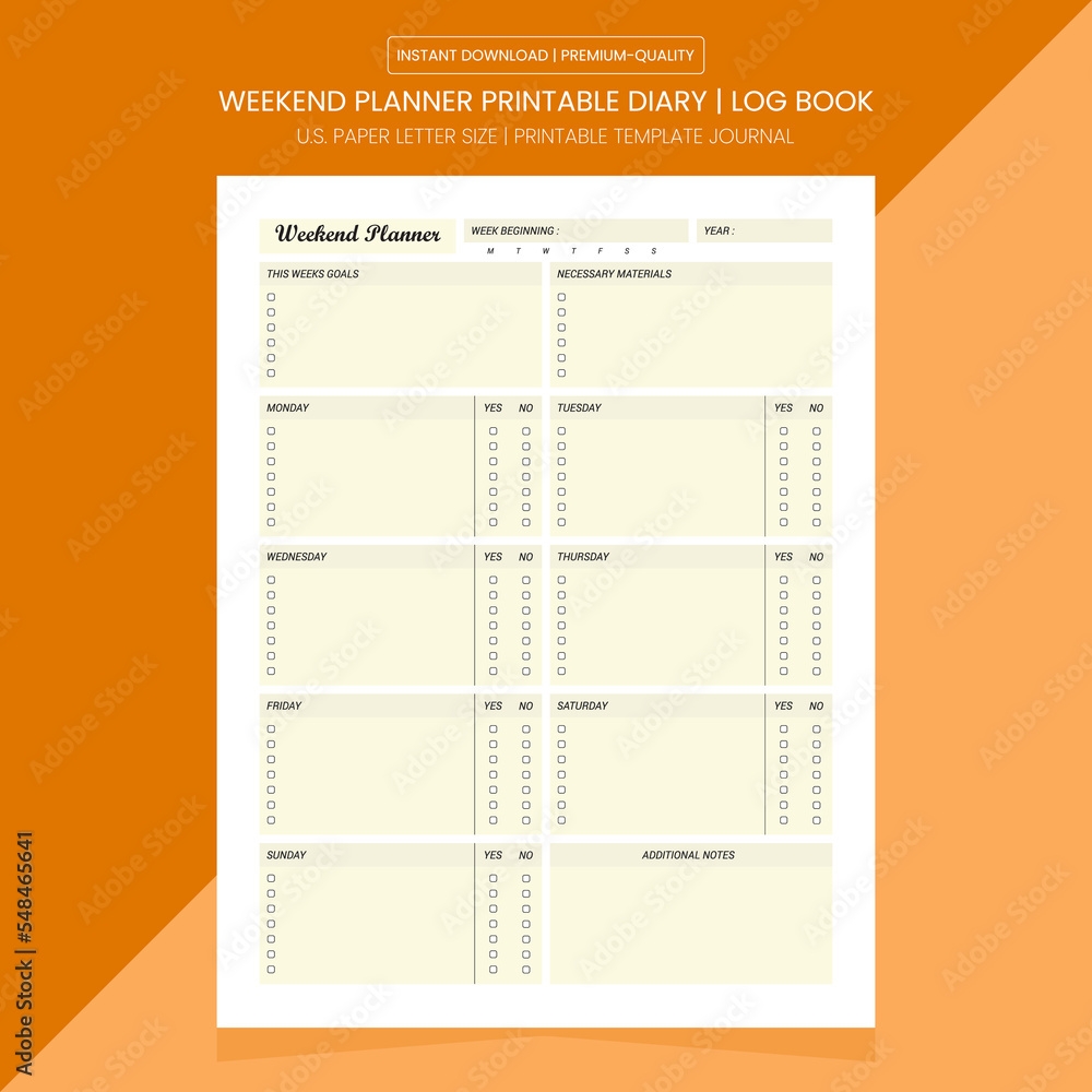 Weekend Planner Printable Weekend Plan Notebook Printable Template 