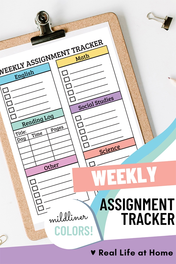 Weekly Assignment Planner Pages Color And Black And White 