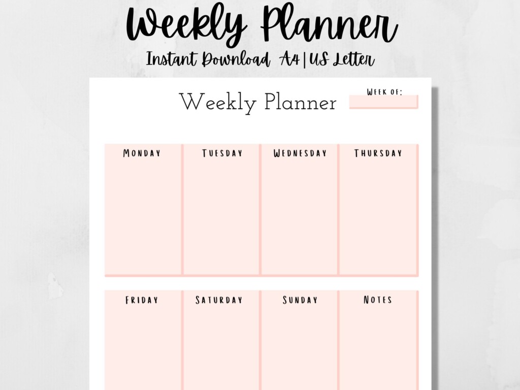 Weekly Calendar Template Weekly Planner Printable Stationery Design 