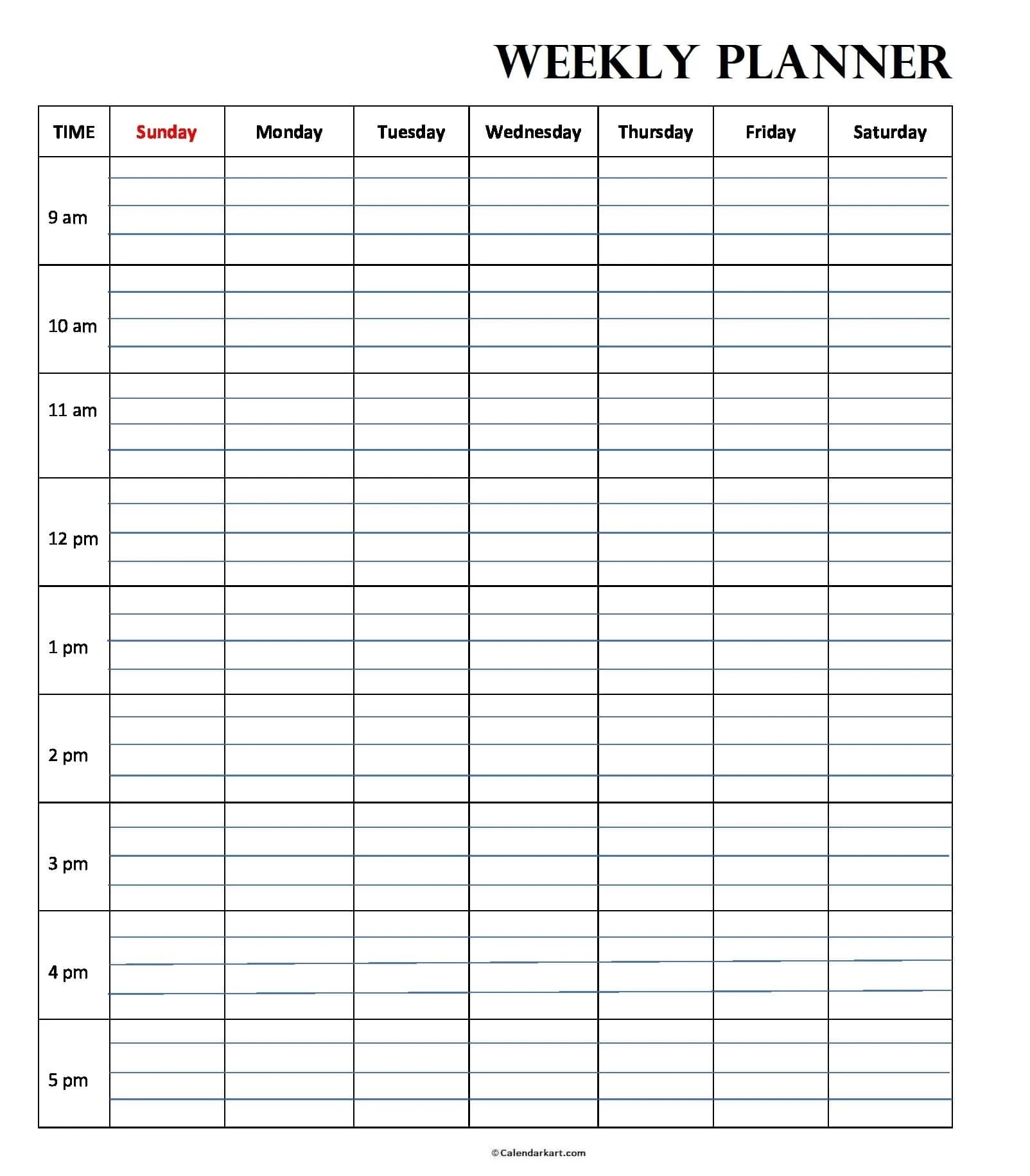 Weekly Hourly Planner Printable Calendar Printables
