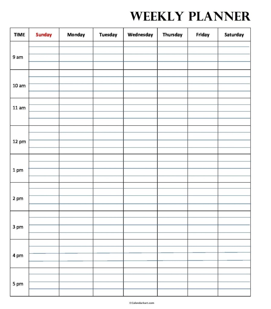 Weekly Hourly Planner Printable Calendar Printables
