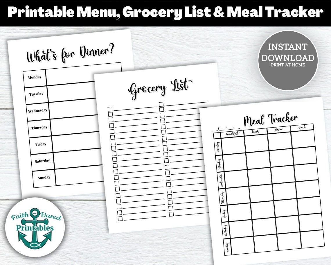 Weekly Meal Planner And Grocery List Printable Weekly Menu Plan PDF
