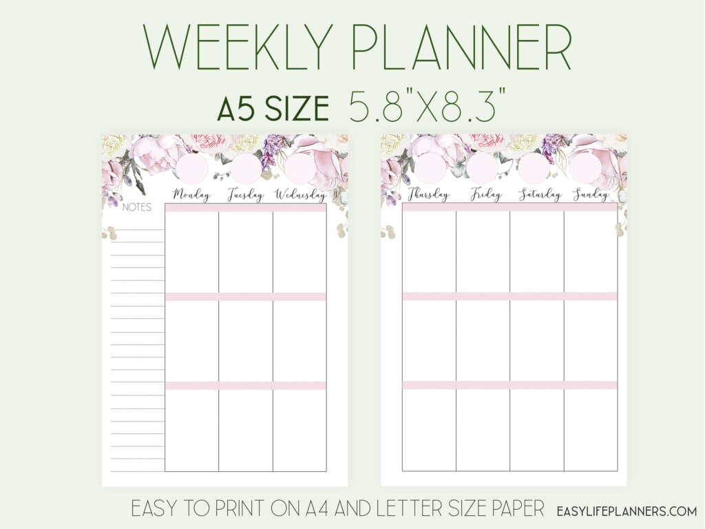Weekly Planner A5 Printable Minimal A5 Printables Vrogue co