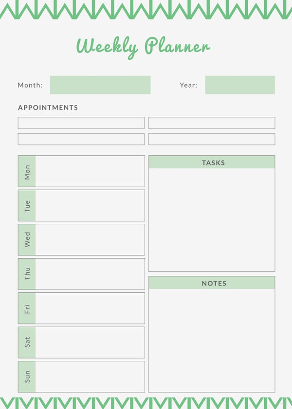 Weekly Planner Free Printable Template Printable Templates