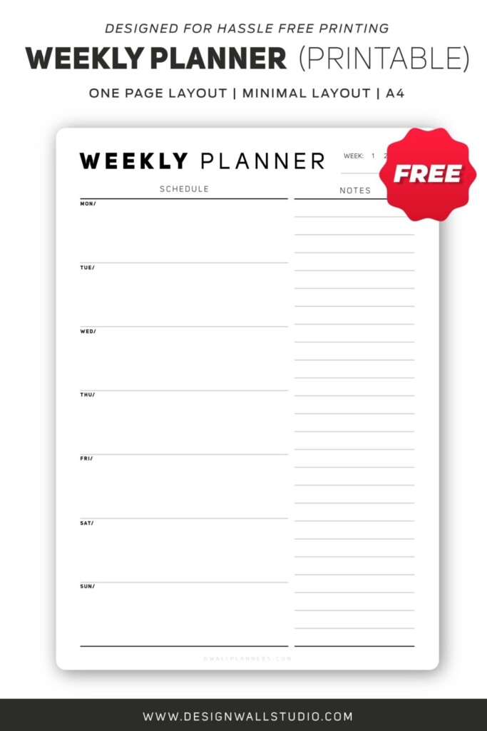Weekly Planner Printable A4 Free Download Designwall Studio