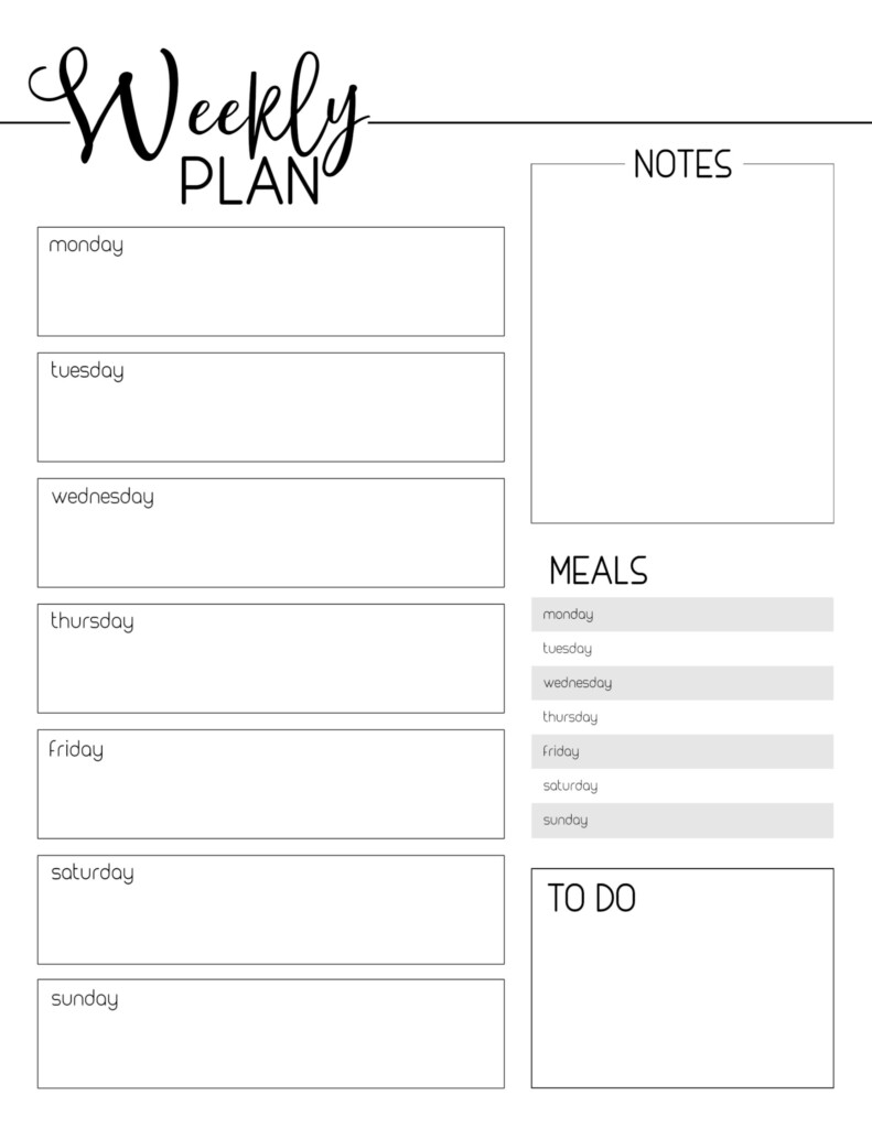 Weekly Planner Template Free Printable Paper Trail Design