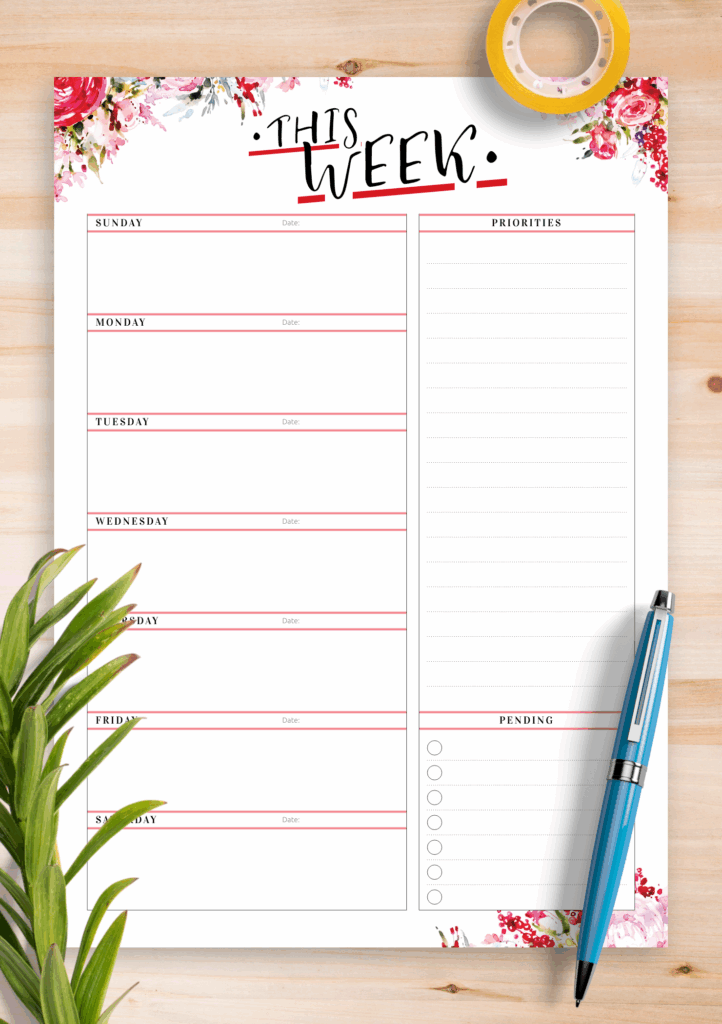 Weekly Planner Template Printable