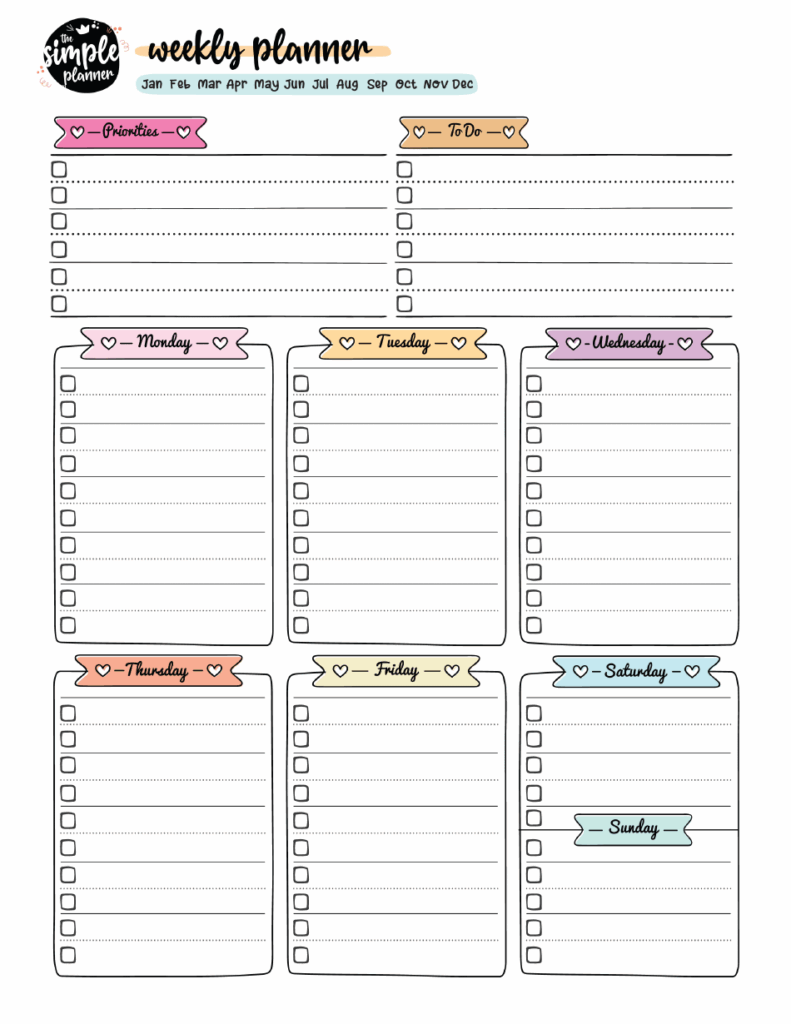 Weekly Planner Template Priorities Download Printable PDF 