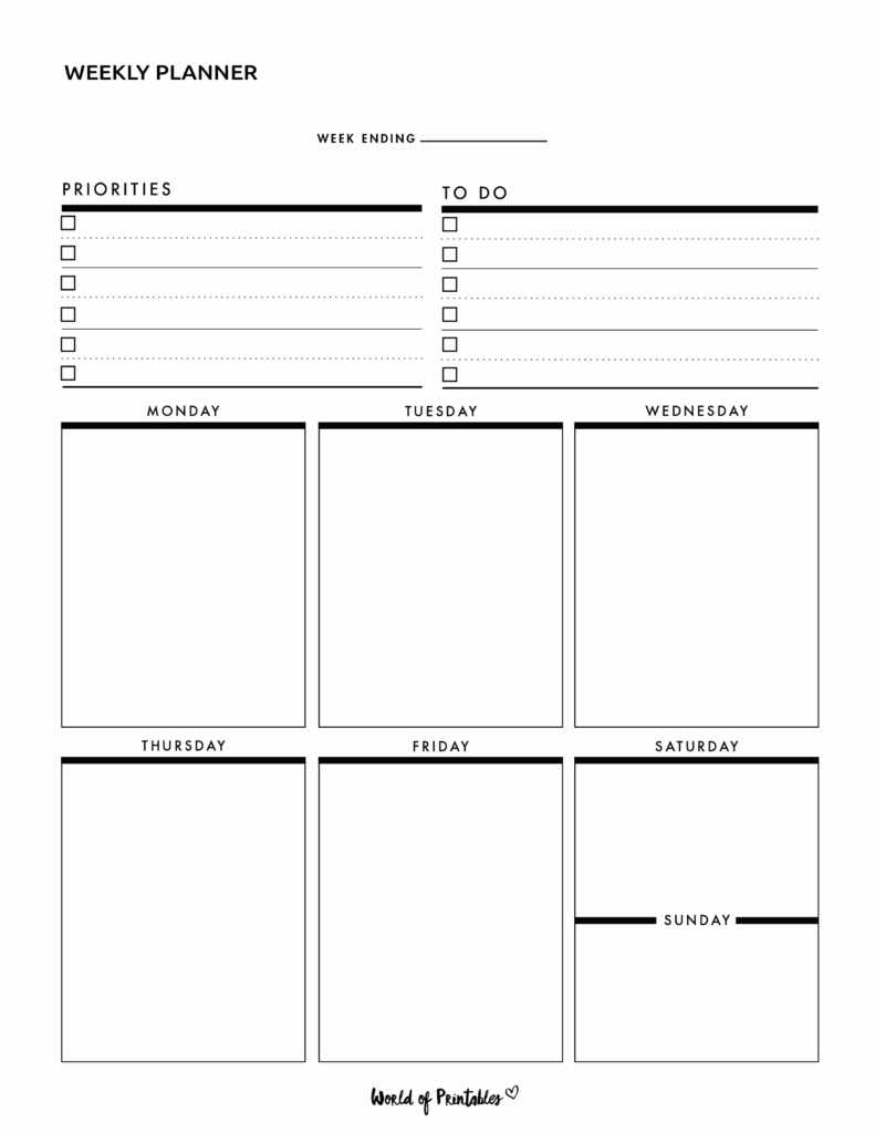 Weekly Planner Templates World Of Printables Worksheets Library