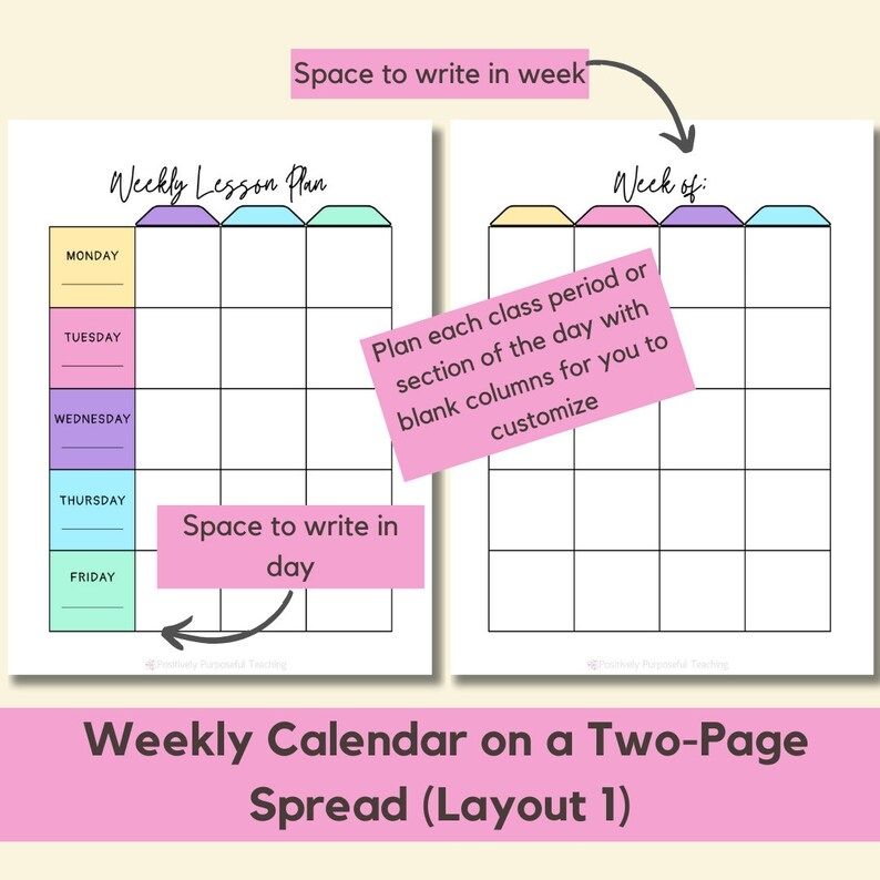 Weekly Teacher Planner Printable Weekly Lesson Planner PDF Teacher 