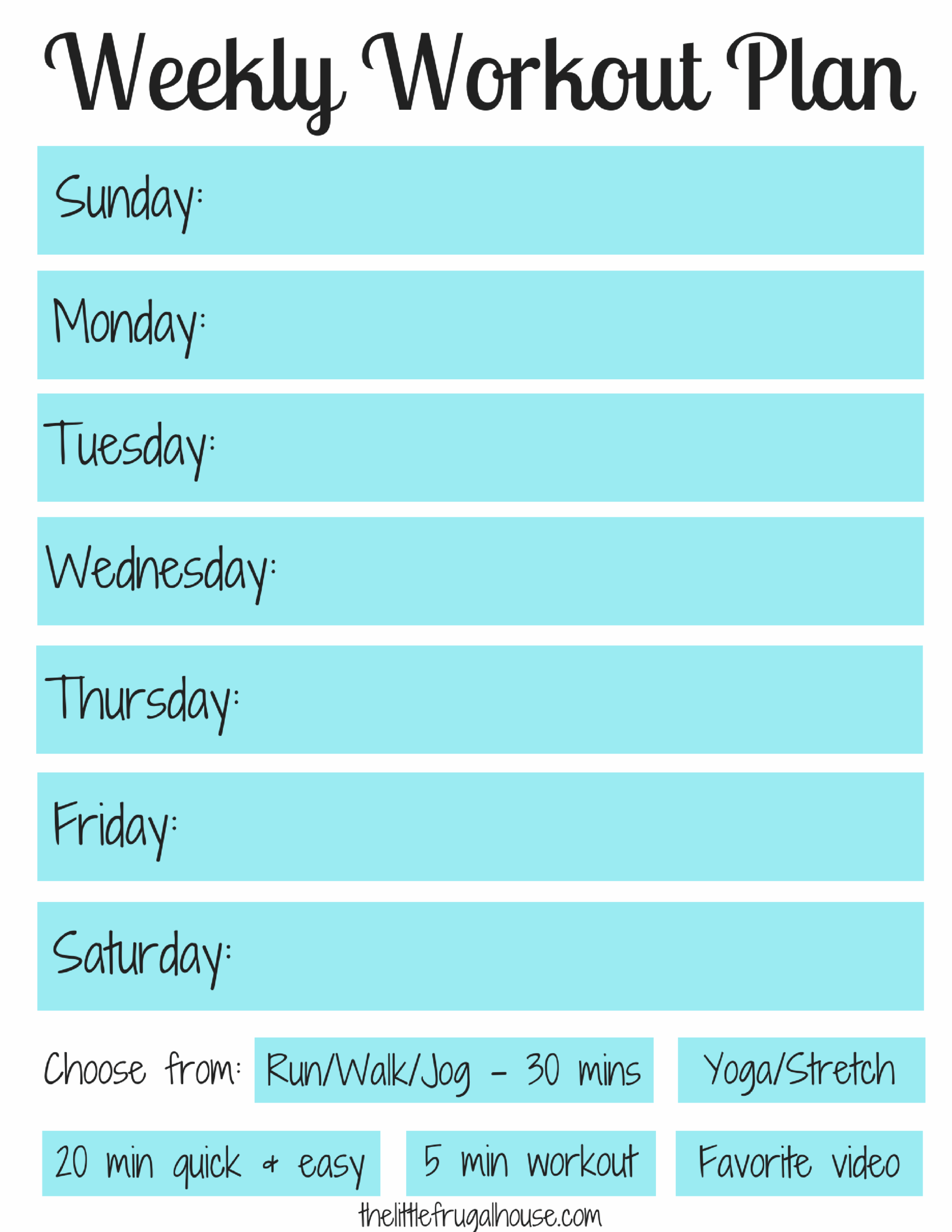 Workout Planner Printable